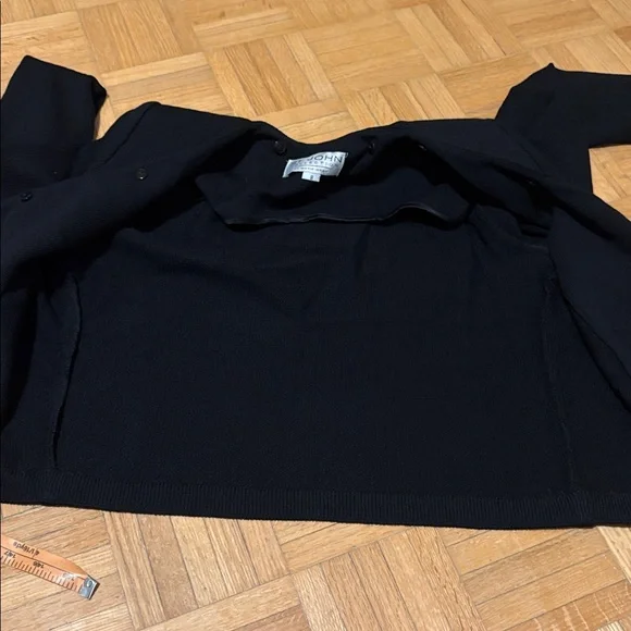 St.John collection Black Cropped Blazer with Gold Accents - Picture 12 of 16